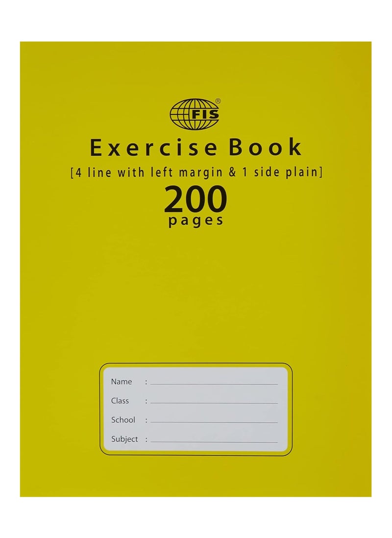 FIS Fis Exercise Book 200 Pages, 4 Line with left margin 1 Side Plain, Size 16.5 X 21 Cm, Pack Of 6 FSEB4LP200N  - Image 4