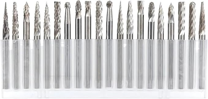 20pcs Tungsten Carbide Rotary File Set Single And Double Cut Rotary Burr 3x3mm - Image 1