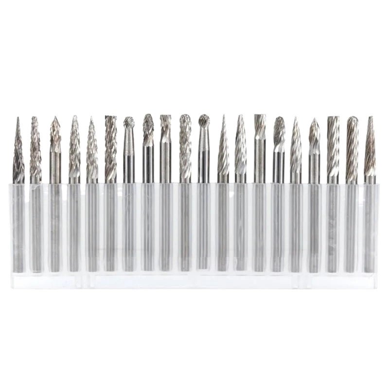 20pcs Tungsten Carbide Rotary File Set Single And Double Cut Rotary Burr 3x3mm - Image 2