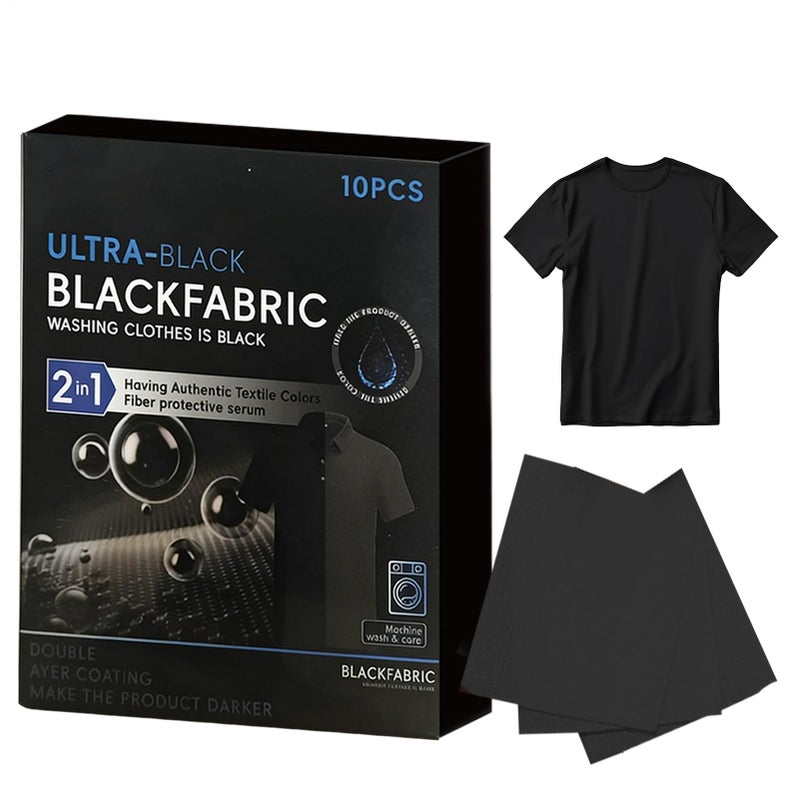 أوراق صبغ القماش الأسود 10 قطع - معيد لون طويل الأمد للقطن والكتان والصوف - Image 2