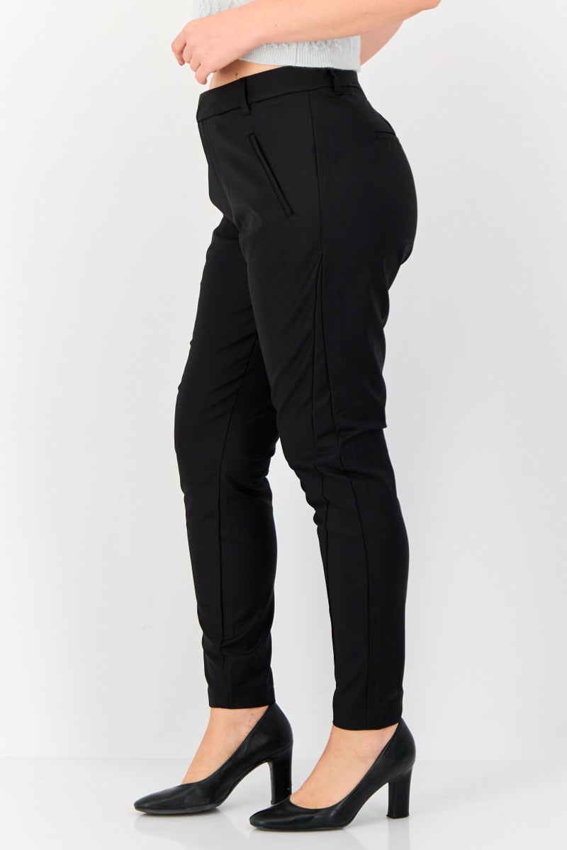 VERO MODA Women Regular Fit Solid 34 Inseam Skinny Leg Pants, Black - Image 2