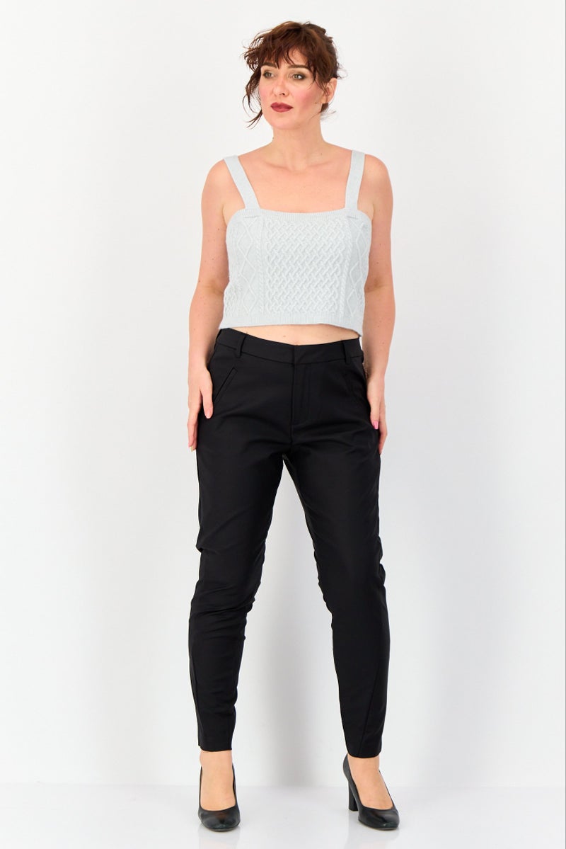 VERO MODA Women Regular Fit Solid 34 Inseam Skinny Leg Pants, Black - Image 3