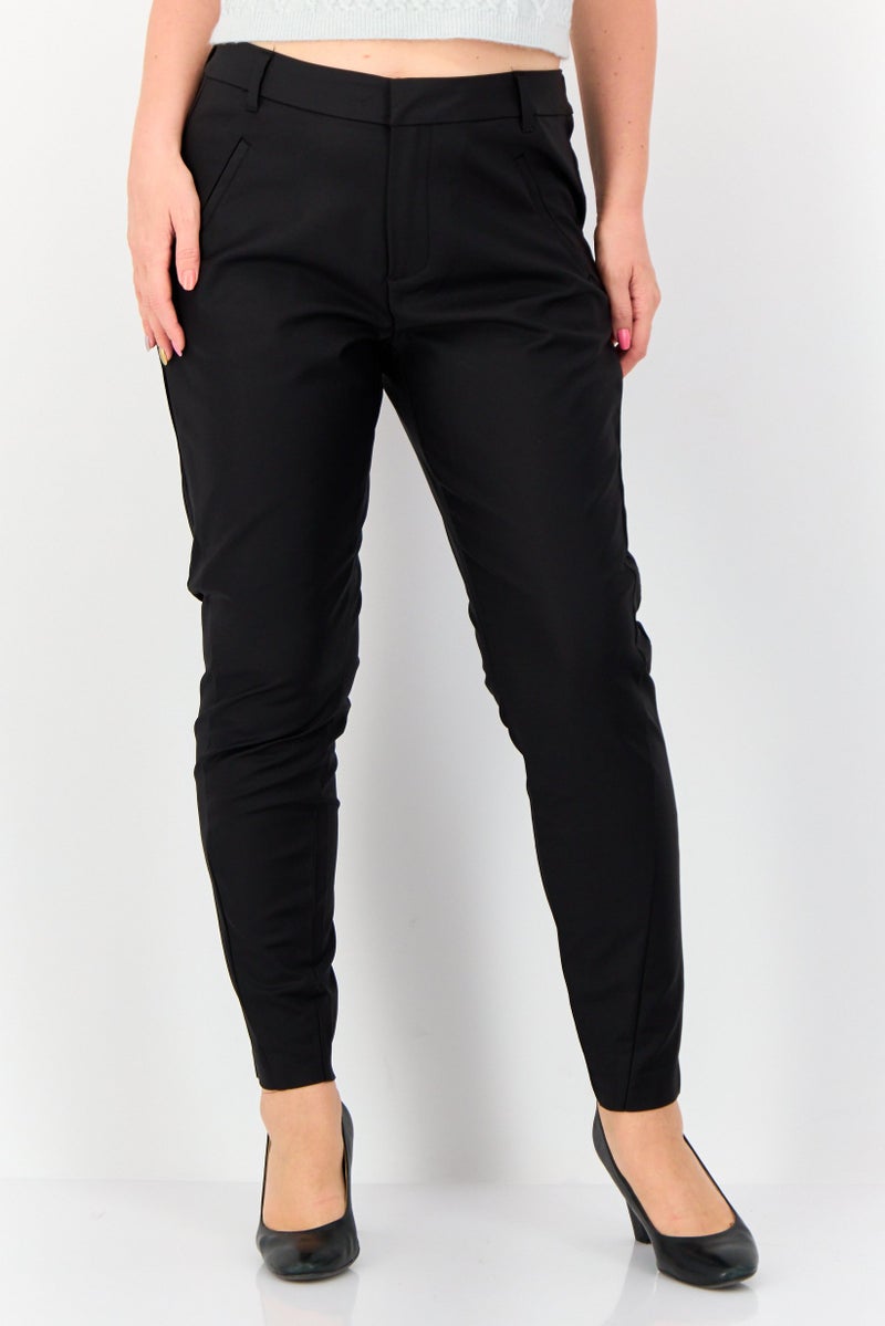 VERO MODA Women Regular Fit Solid 34 Inseam Skinny Leg Pants, Black - Image 1