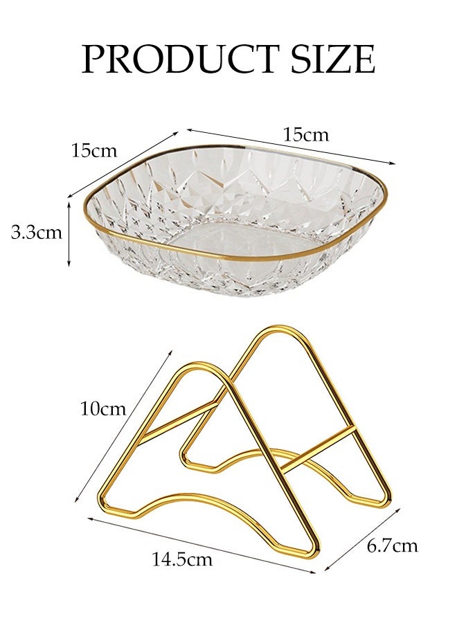 DUNISO 5pcs Dessert Plates Set Clear PET Plastic Plates Dessert Plates Snack Dishes With Rack Elegant Dinner Cake Dessert Snack Plate Storage Dried Fruit Plate Tasting Plate Display Stand for Family， Party， Picnic， Home - Image 4