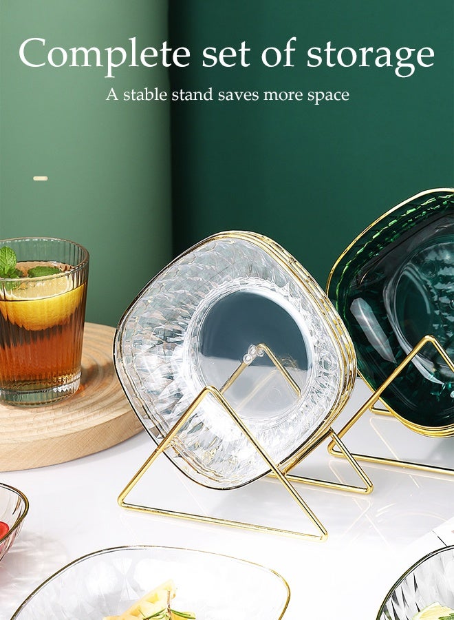 DUNISO 5pcs Dessert Plates Set Clear PET Plastic Plates Dessert Plates Snack Dishes With Rack Elegant Dinner Cake Dessert Snack Plate Storage Dried Fruit Plate Tasting Plate Display Stand for Family， Party， Picnic， Home - Image 5