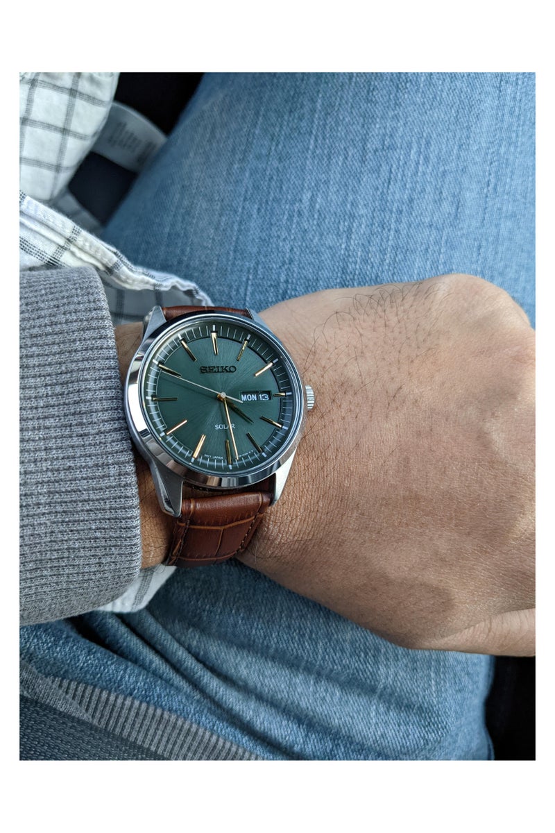 Seiko SNE529P1 Solar Brown Leather Strap Watch - Image 3