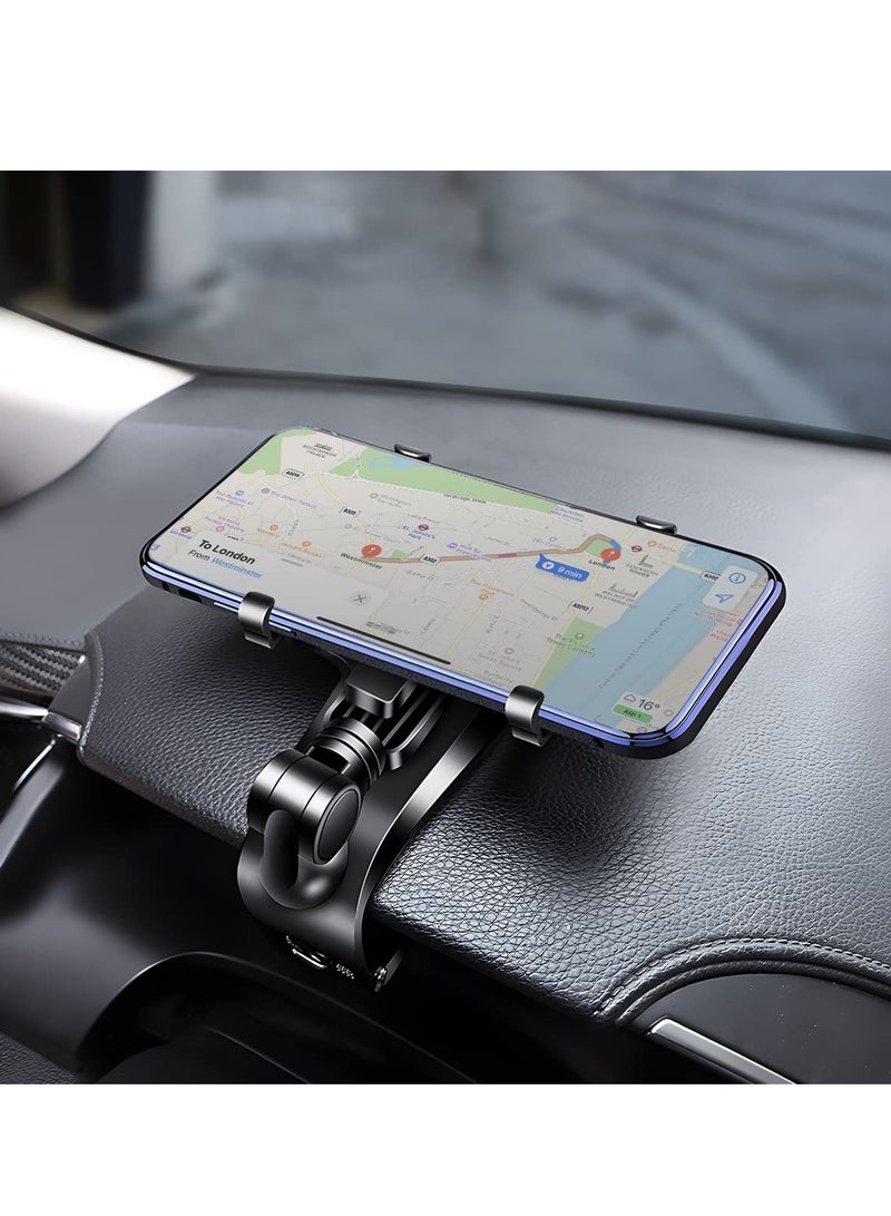 SYOSI Adjustable Phone Mount for Car, 1400 Degree Rotation Dashboard Cell Phone Holder, Mobile Clip Stand for 3 to 7 inches Smartphones, Compatible with iPhone 13 Pro,13 Pro Max,13,13 min, Galaxy S10+ - Image 2