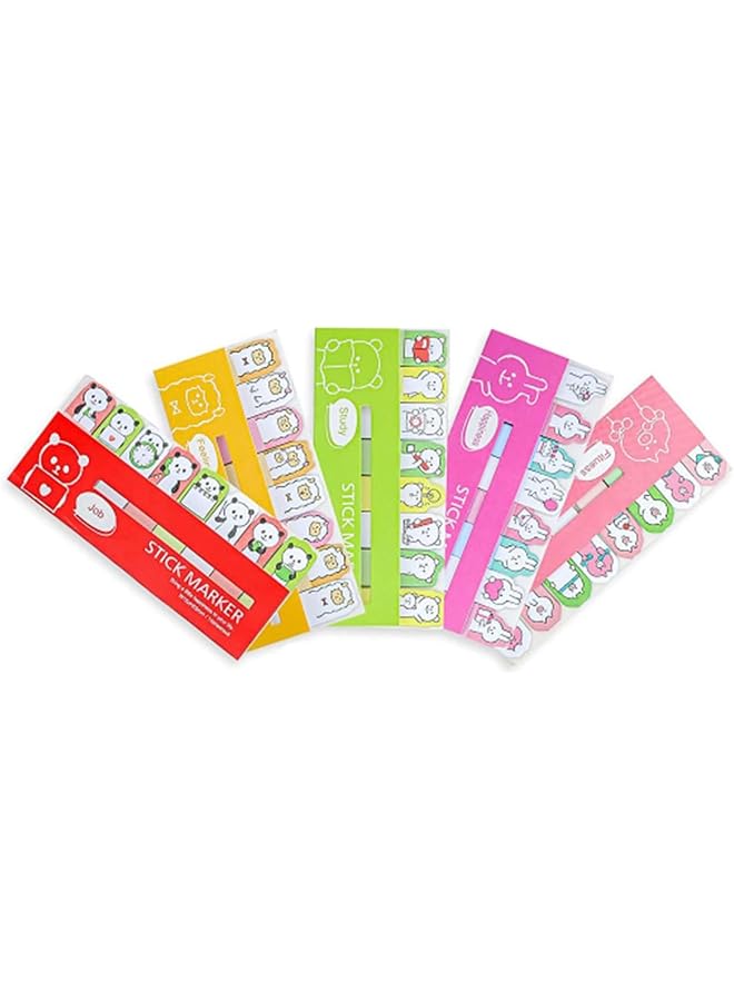 erorex 5 Pack Sticky Notes Cartoon Animal Bookmarks 5 Styles Post Self Sticky Notes For Office Home Kids Students Roommates Tab Gifts 600 Sheets - Image 1