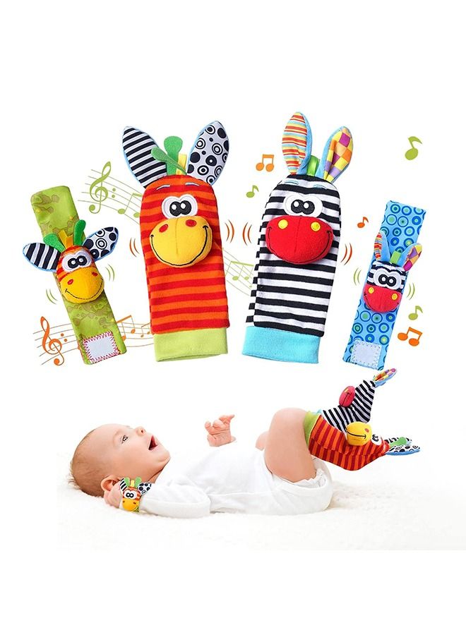 Baby Wrist Rattles Foot Finder Socks Set, Infant rattle Socks and baby hand rattles wrist, Newborn Soft Sensory Toys, Infant Wrist Rattles for Babies 0-6 Months (Classic) - Image 1