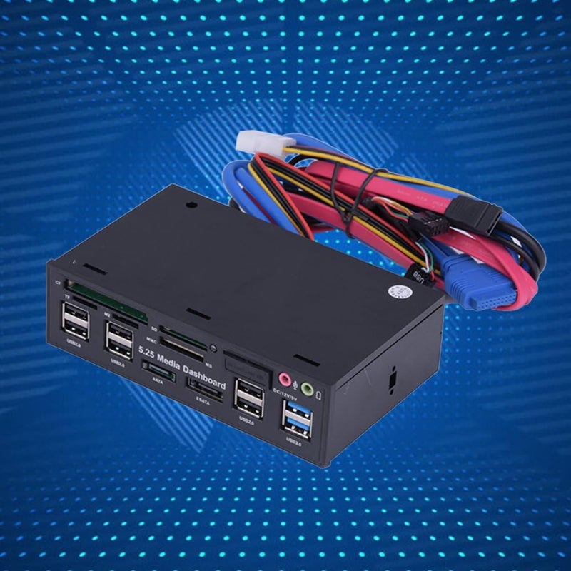 كلاراكو لوحة تحكم وسائط متعددة الوظائف مقاس 5.25 بوصة، موزع USB 3.0، قارئ بطاقات TF M2 SD MS، لوحة إدخال/إخراج أمامية، قارئ بطاقات داخلي (M2 / TF/SD/MMC/MS/CF) - Image 5