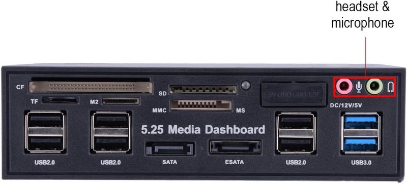 كلاراكو لوحة تحكم وسائط متعددة الوظائف مقاس 5.25 بوصة، موزع USB 3.0، قارئ بطاقات TF M2 SD MS، لوحة إدخال/إخراج أمامية، قارئ بطاقات داخلي (M2 / TF/SD/MMC/MS/CF) - Image 3