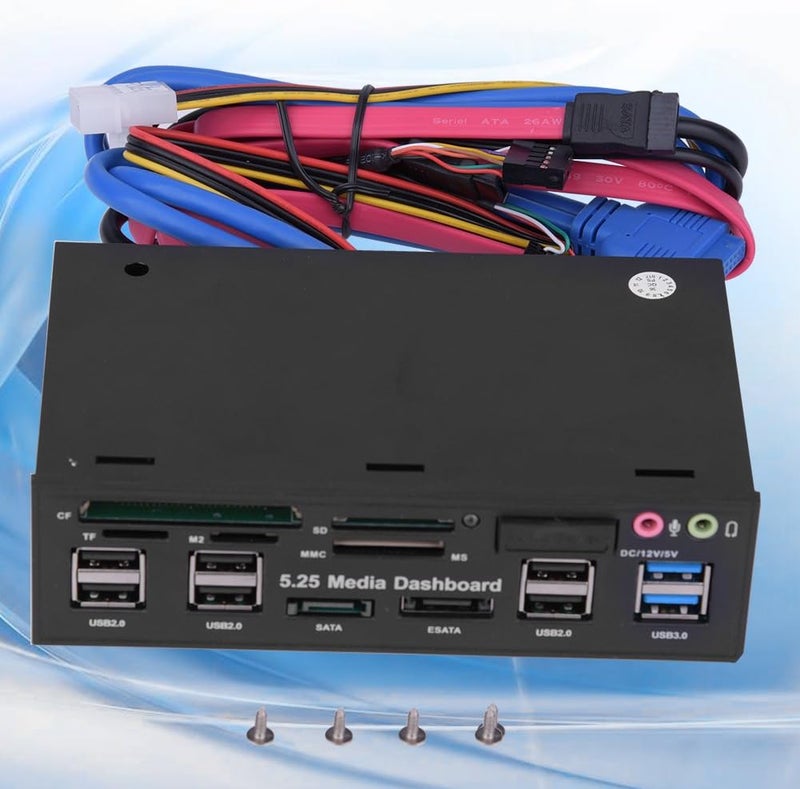 كلاراكو لوحة تحكم وسائط متعددة الوظائف مقاس 5.25 بوصة، موزع USB 3.0، قارئ بطاقات TF M2 SD MS، لوحة إدخال/إخراج أمامية، قارئ بطاقات داخلي (M2 / TF/SD/MMC/MS/CF) - Image 4