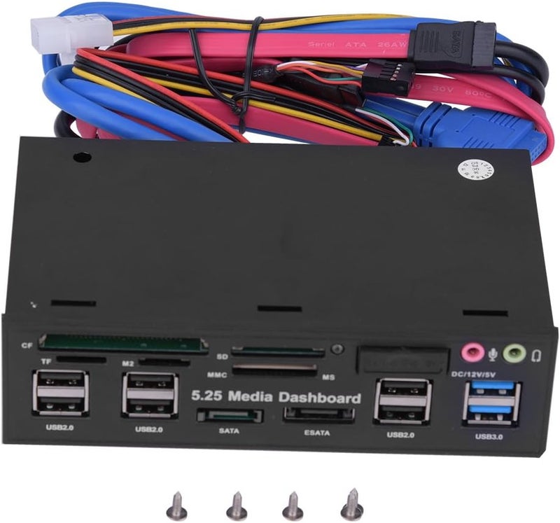 كلاراكو لوحة تحكم وسائط متعددة الوظائف مقاس 5.25 بوصة، موزع USB 3.0، قارئ بطاقات TF M2 SD MS، لوحة إدخال/إخراج أمامية، قارئ بطاقات داخلي (M2 / TF/SD/MMC/MS/CF) - Image 1