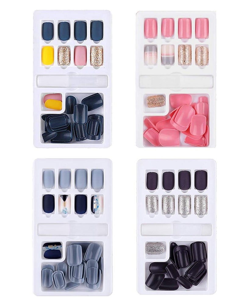 STORE 2508 Store2508 Press on Gel Nails Sets With Double Sided Jelly Adhesive Nail Glue Nail Filer Pack of 4 - Image 1