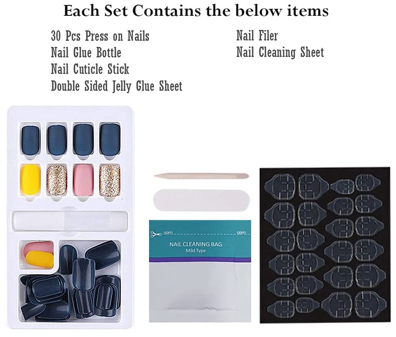 STORE 2508 Store2508 Press on Gel Nails Sets With Double Sided Jelly Adhesive Nail Glue Nail Filer Pack of 4 - Image 3