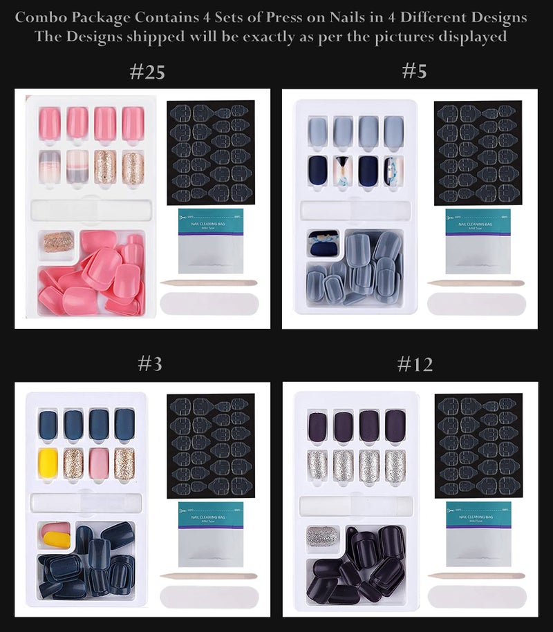 STORE 2508 Store2508 Press on Gel Nails Sets With Double Sided Jelly Adhesive Nail Glue Nail Filer Pack of 4 - Image 2