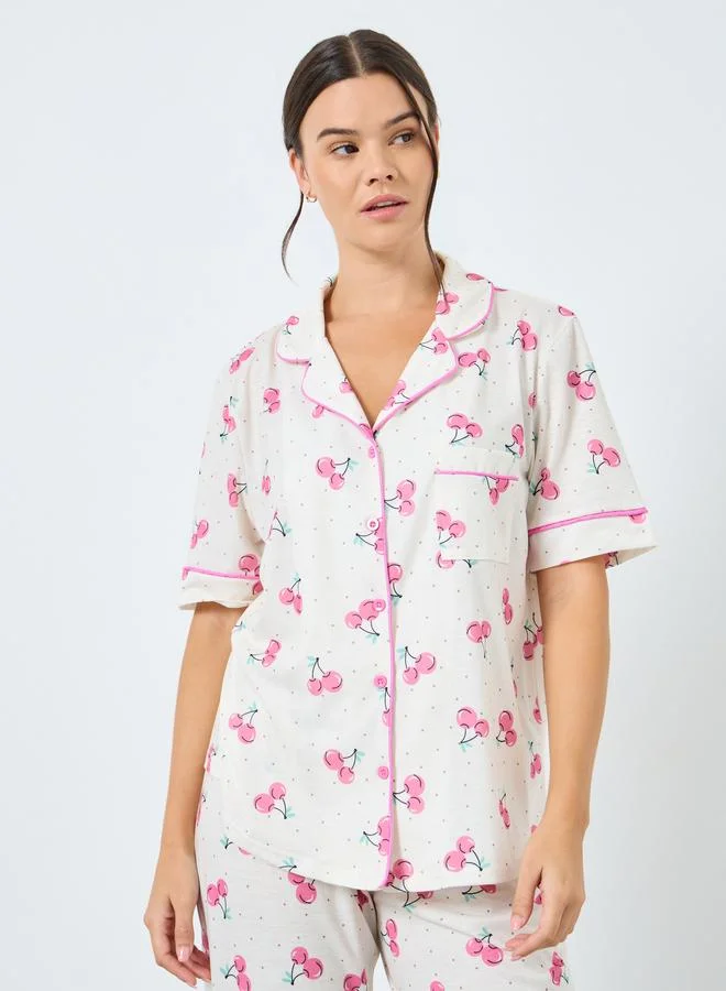 ستايلي طقم من بنطال بيجاما وبلوزة بطبعة جرافيك