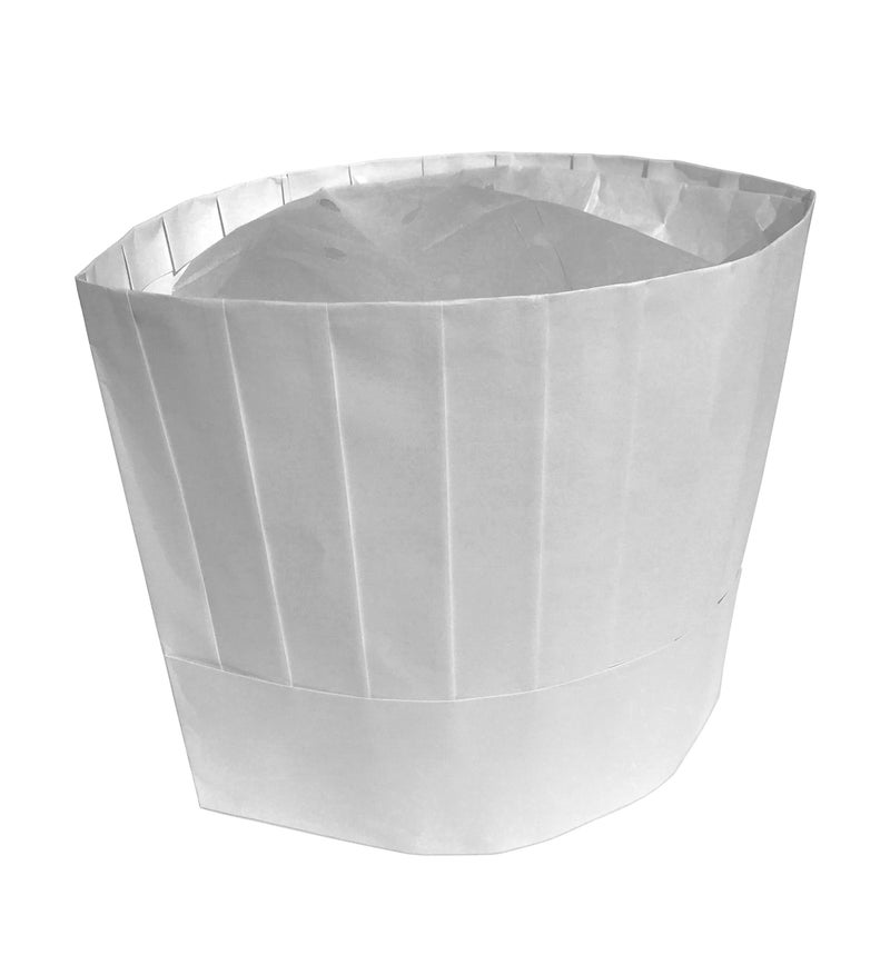 KingSeal Disposable Paper Chef Hats, Pleated, Adjustable Band, 9 Inches Tall, White - 20 pcs per Pack - Image 2