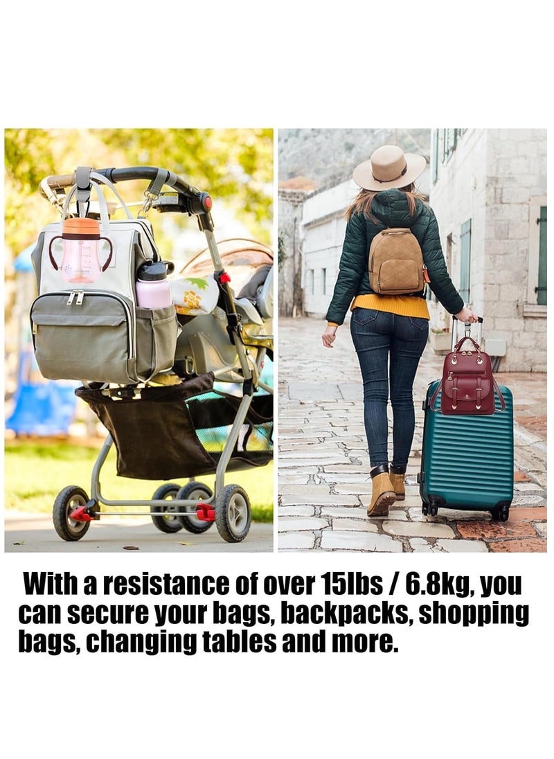 SYOSI Baby Stroller Hooks Bag Hooks for Hanging Diaper Bags Multipurpose Velcro Hooks for Grocery Shopping Bags Premium Vegan Leather Pram Straps 2 Pcs, Grey  - Image 5