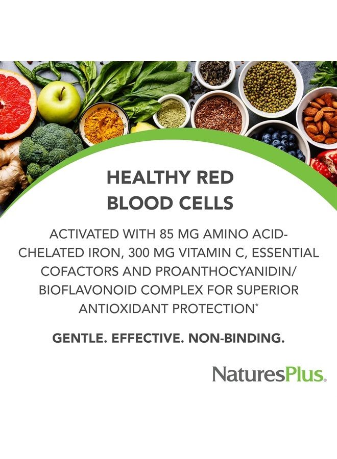 Nature's Plus NaturesPlus Hema-Plex Iron - 30 Slow-Release Tablets - 85 mg Chelated Iron - Healthy Red Blood Cells - with Vitamin C & Bioflavonoids - Non GMO, Vegan & Gluten Free - 30 Servings - Image 2