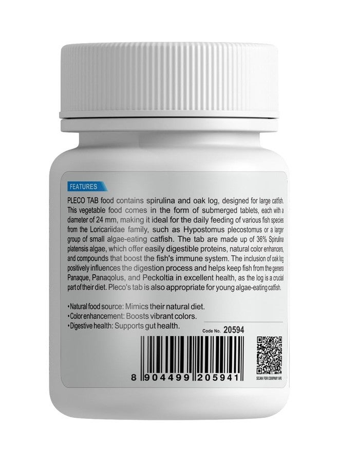 الطبيعة المائية AquaNature® Pleco Tab Spirulina and Oak Wood Fish Food (32g - 12 قرصًا) - Image 2