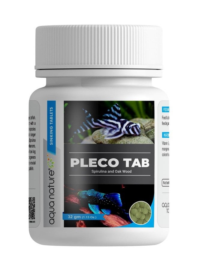 الطبيعة المائية AquaNature® Pleco Tab Spirulina and Oak Wood Fish Food (32g - 12 قرصًا) - Image 1