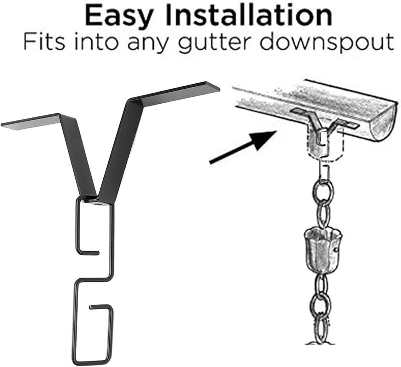 مشبك حرف V الحديدي لتصريف مياه الأمطار، محول سلسلة المطر، خطاف تعليق، أدوات تثبيت سوداء، ماسورة تصريف - Image 4