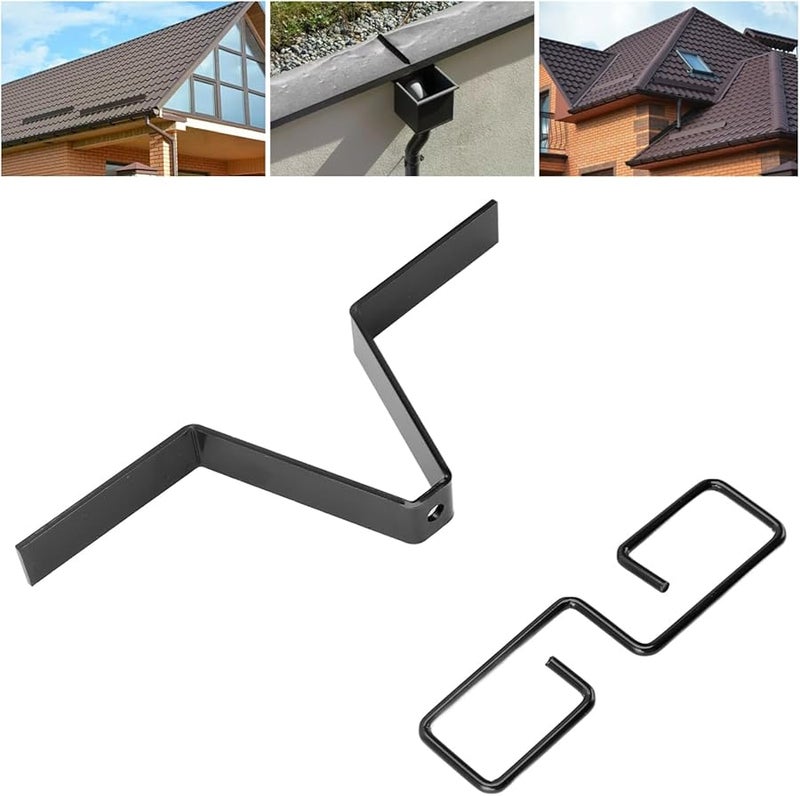 مشبك حرف V الحديدي لتصريف مياه الأمطار، محول سلسلة المطر، خطاف تعليق، أدوات تثبيت سوداء، ماسورة تصريف - Image 5