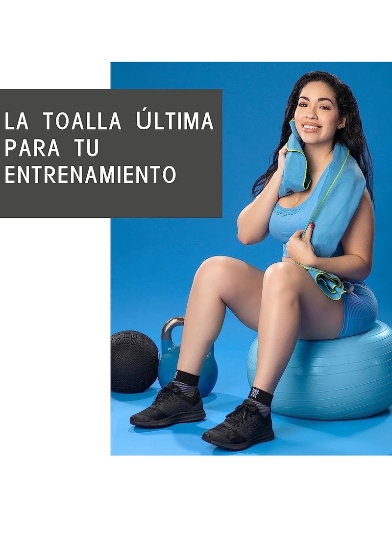 Gonice Sports Towel Microfiber Blue Set of 3, Quick Dry Sports Towel, Super Absorbent Swimming Towel Soft and Lightweight Bath Gym Towel for Swimming, Sport, Bath, Travel, Yoga, with Portable Bag (Blue) - Image 4