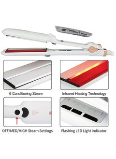General Steam infrared straightener, professional infrared ceramic steam flat,2-in-1 straightening curling, dual voltage temperature control  - Image 3