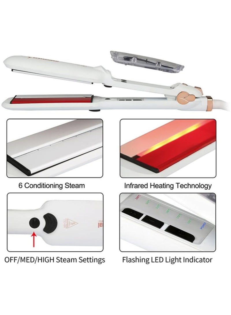 عام مكواة بخار بالأشعة تحت الحمراء، مكواة سيراميكية بالأشعة تحت الحمراء، تقويم وتجعيد 2 في 1، تحكم في درجة الحرارة بالفولتية المزدوجة - Image 3