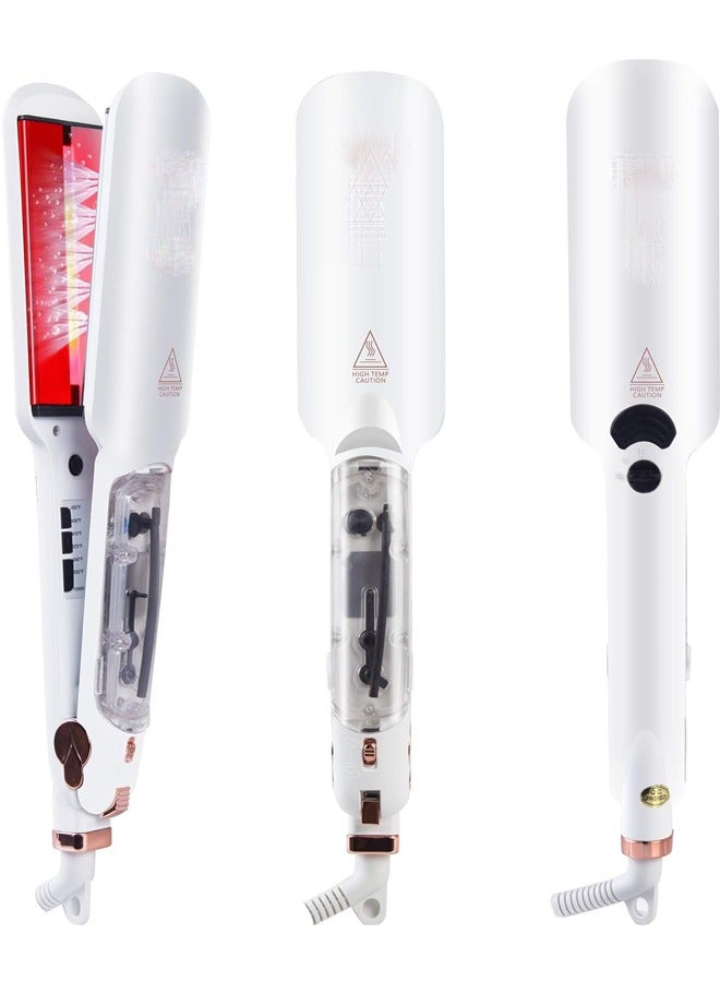 عام مكواة بخار بالأشعة تحت الحمراء، مكواة سيراميكية بالأشعة تحت الحمراء، تقويم وتجعيد 2 في 1، تحكم في درجة الحرارة بالفولتية المزدوجة - Image 1