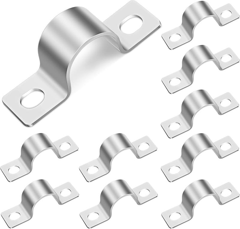 Heavy Duty Stainless Steel U Bracket Pipe Clamps 10pcs Dual Mounting Rigid Strap Holder - Image 2