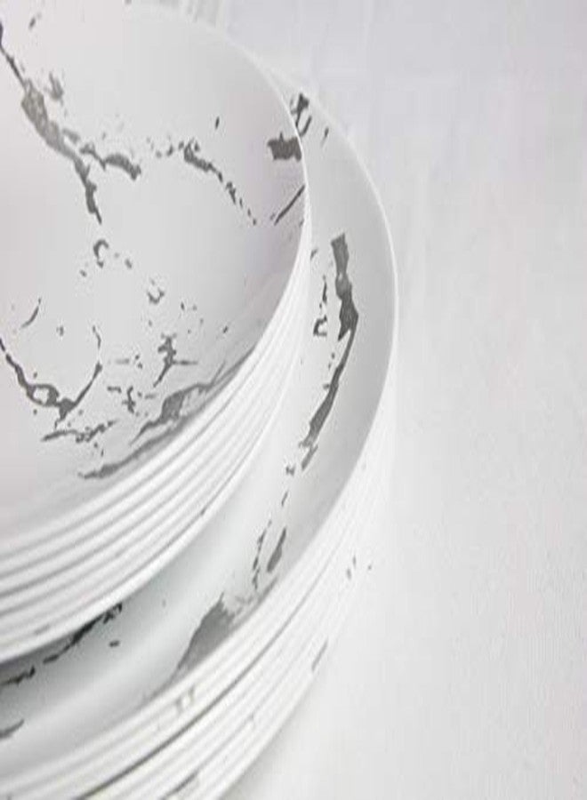 Trendables 60 Pack Disposable Dinnerware Combo - Marble Design Plastic Plates Set Includes: 30 10.25 in. Large Dinner Plates & 30 8" Salad/Dessert Plates - Premium Marble Like For Parties Weddings - Image 3