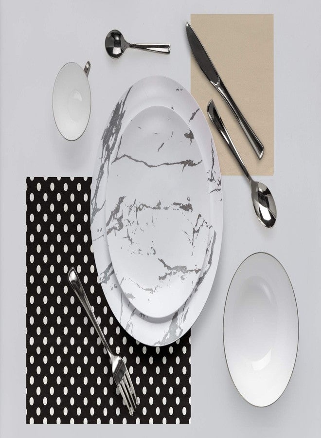 Trendables 60 Pack Disposable Dinnerware Combo - Marble Design Plastic Plates Set Includes: 30 10.25 in. Large Dinner Plates & 30 8" Salad/Dessert Plates - Premium Marble Like For Parties Weddings - Image 2