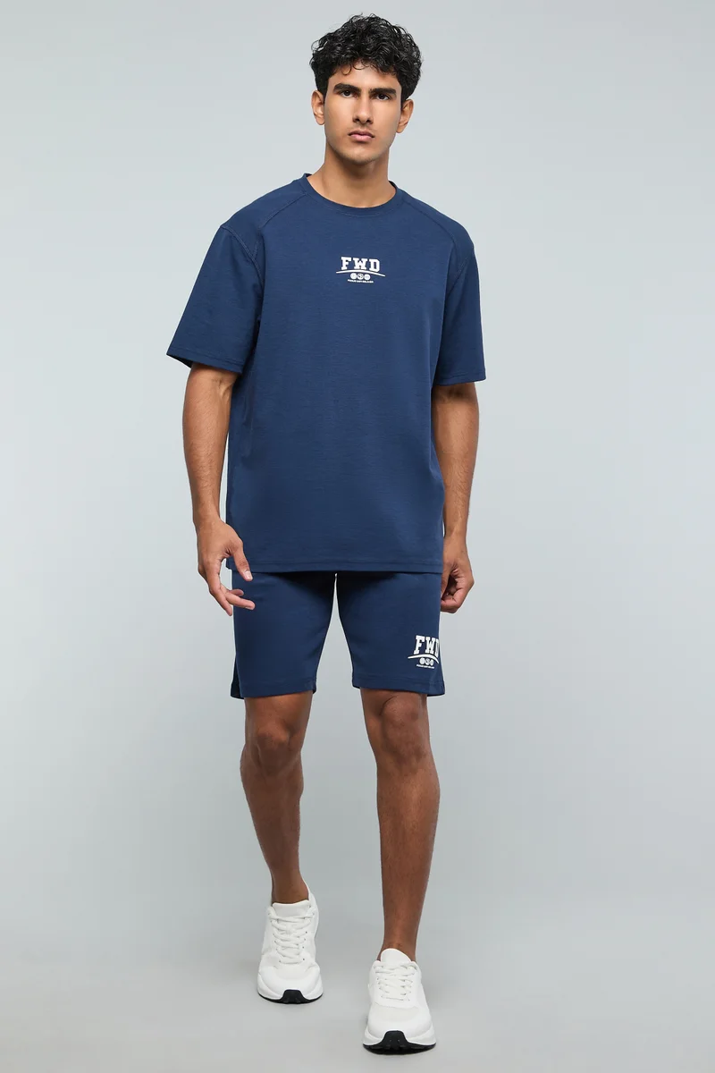 أر أند بي Printed T-Shirt with V-Neck and Short Sleeves