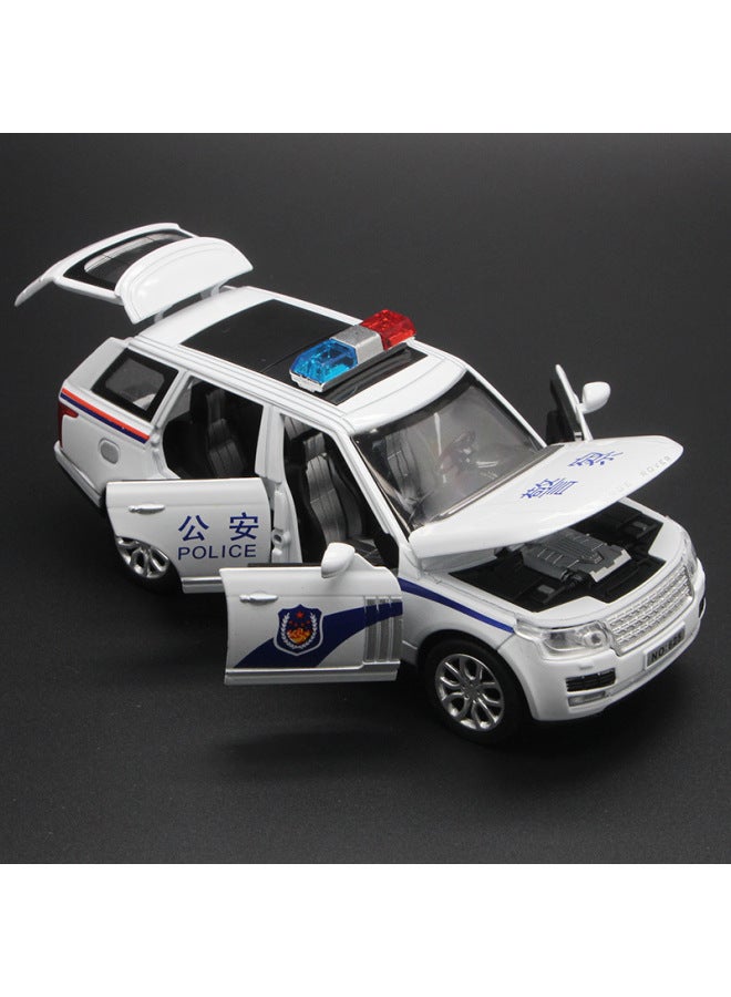 1:32 Police Car Model Children's Toy Car Alloy Light Music Pull Back Six Open Door Police Car Toy-Color:1 To 32 Black Manba Cooluze Police Car-White - Image 2
