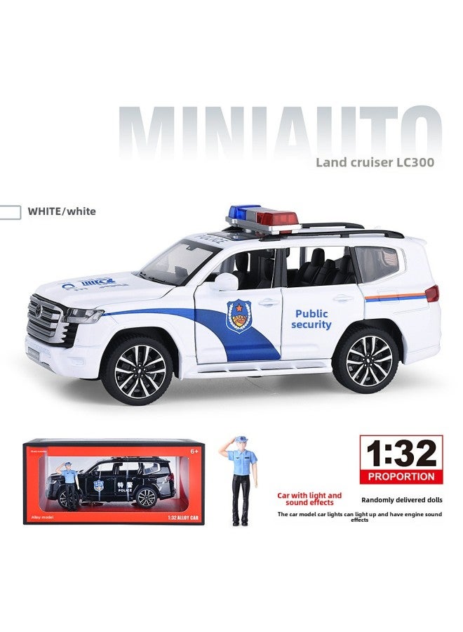 1:32 Police Car Model Children's Toy Car Alloy Light Music Pull Back Six Open Door Police Car Toy-Color:1 To 32 Black Manba Cooluze Police Car-White - Image 1