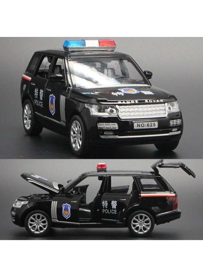 1:32 Police Car Model Children's Toy Car Alloy Light Music Pull Back Six Open Door Police Car Toy-Color:1 To 32 Black Manba Cooluze Police Car-White - Image 3