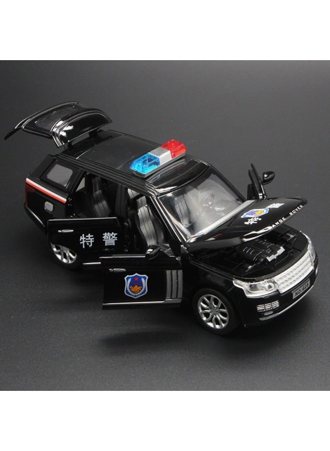 1:32 Police Car Model Children's Toy Car Alloy Light Music Pull Back Six Open Door Police Car Toy-Color:1 To 32 Black Manba Cooluze Police Car-White - Image 4