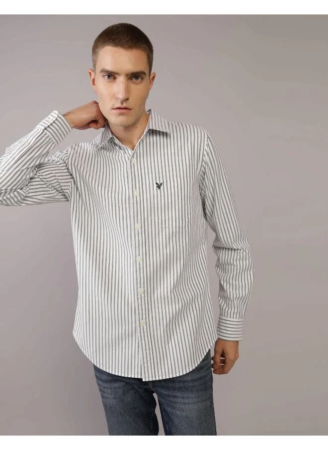 American Eagle AE Striped Slim Fit Oxford Button-Up Shirt