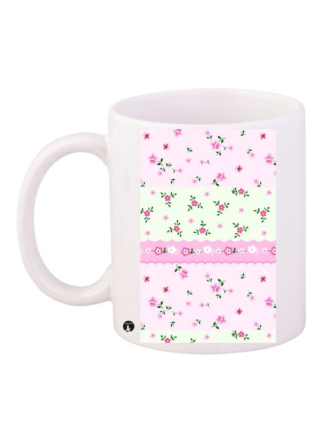 RYN Floral Printed Coffee Mug White/Pink/Green 11ounce