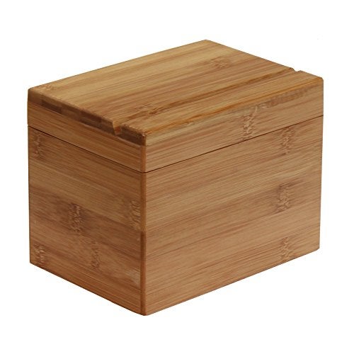 Oceanstar Bamboo Recipe Box with Divider, Natural, 6.80" W x 4.90" D x 5.10" H - Image 3