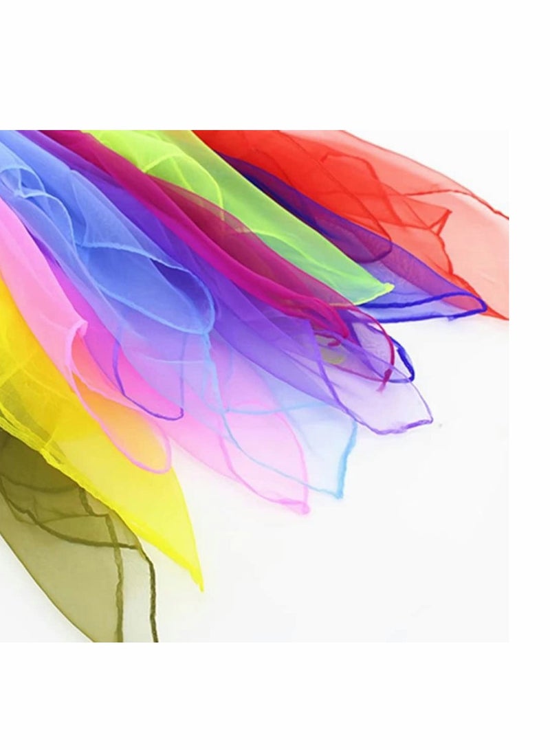 Gradient Color Square Scarves Juggling Scarves Silk Dance Scarves Performance Props Dancing Scarves for Music and Movement, Fun Juggling Scarves for Kids, Toddlers Scarves Dance Props, 12PCS - Image 4