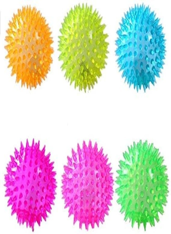 ADB CREATIONS Spike Ball with LED Light and Flashing Sound for Kids, Rubber Play Balls, 6 cm, Multicolor, Pack of 4 - Image 1