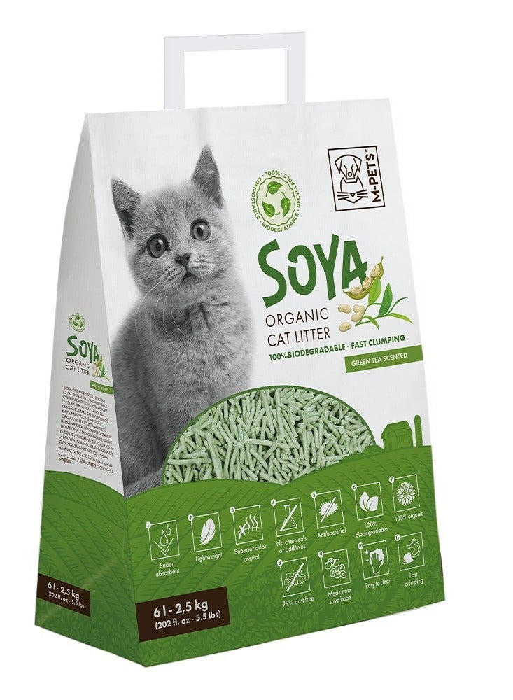 Soya Organic Cat Litter Green Tea Scented 6 L – 100% Biodegradable
