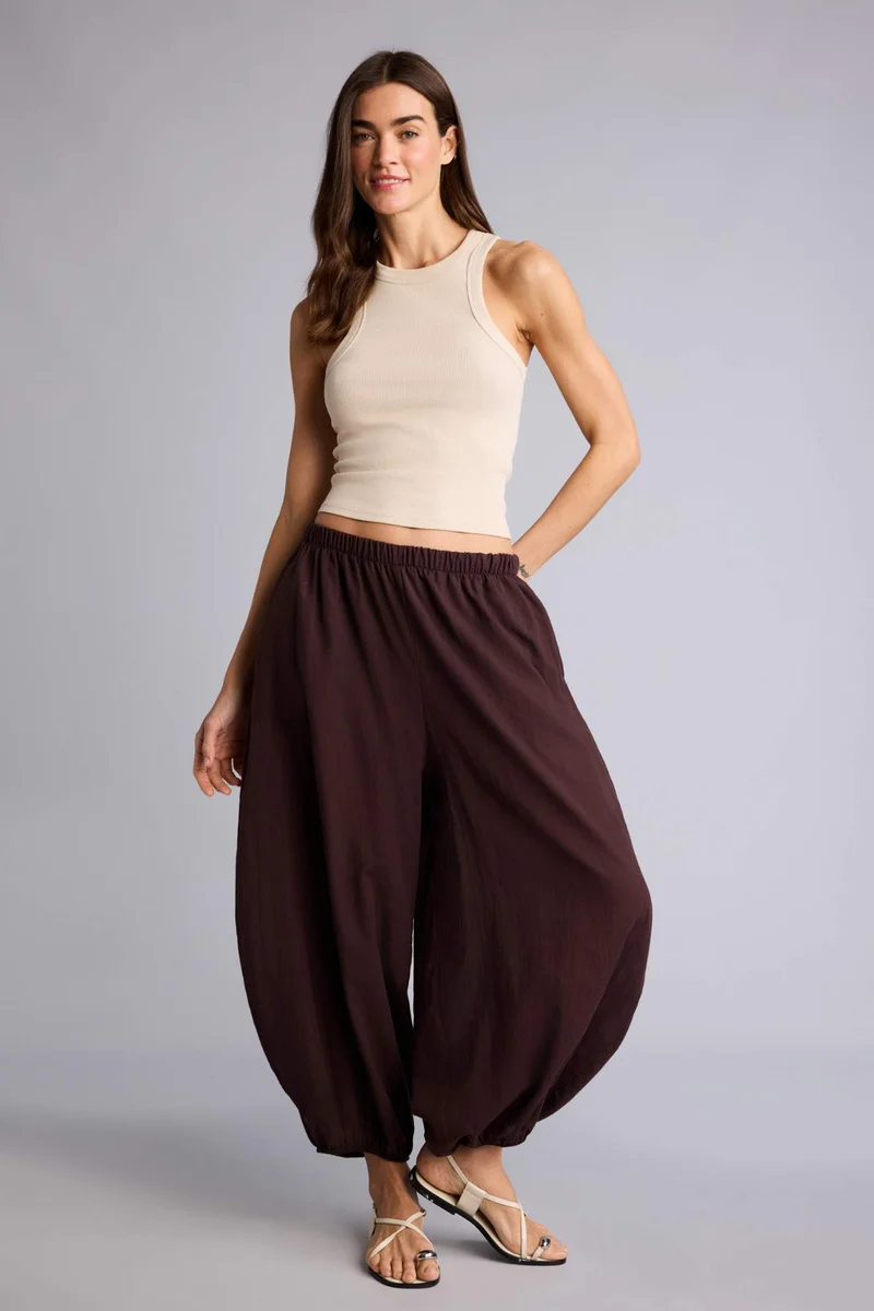 ديفاكتو Balloon Fit Regular Hem With Pockets Voile Trousers