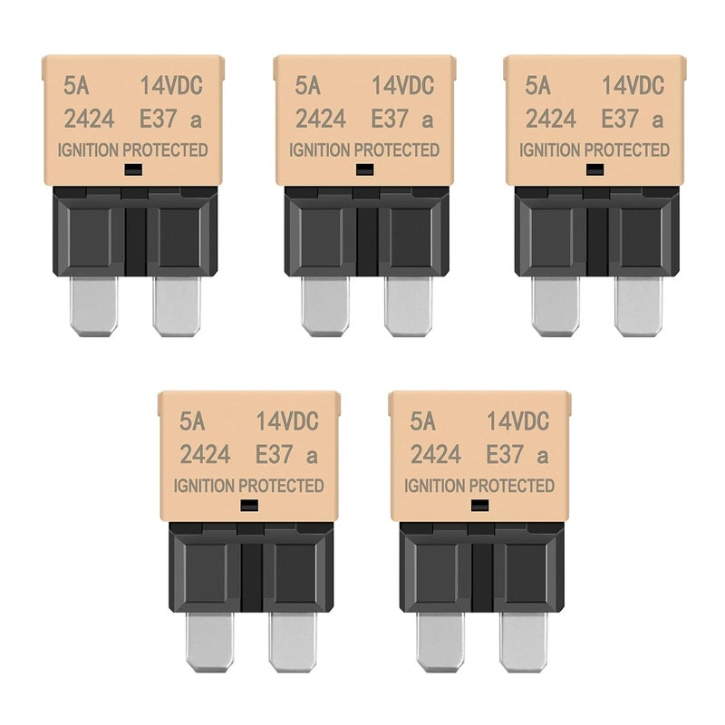 LENKRAD 5A Auto Reset Fuse ATC/ATO (5-Pack) – Tall Blade Design, Self-Resetting Circuit Breaker - Replace Standard 5Amp ATC/ATO Fuses, 14VDC Circuit Breaker for Cars, Trucks, Boats,Marine and RVs - Image 1