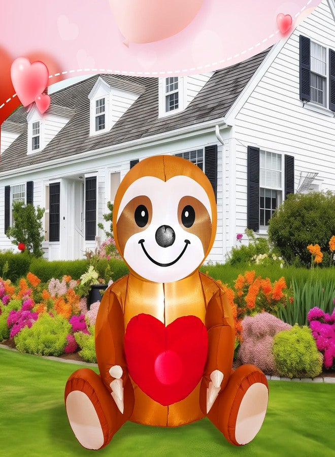 Glooglitter 4ft Valentine's Day Inflatable Sloth with Love Heart LED Lighted Valentines Blow up Yard Decorations for Party Anniversary Wedding Propose Garden Lawn Indoor Outdoor Decor - Image 5