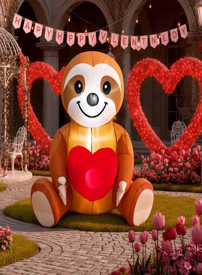 Glooglitter 4ft Valentine's Day Inflatable Sloth with Love Heart LED Lighted Valentines Blow up Yard Decorations for Party Anniversary Wedding Propose Garden Lawn Indoor Outdoor Decor - Image 4